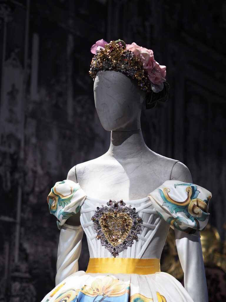 Dolce & Gabbana haute couture dress on display at the Grand Palais exhibition.